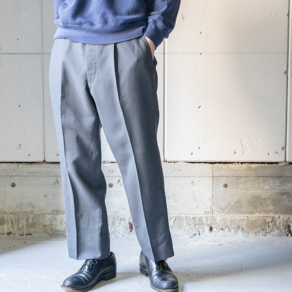 around1960s Japan vintage gray wool stripe pants