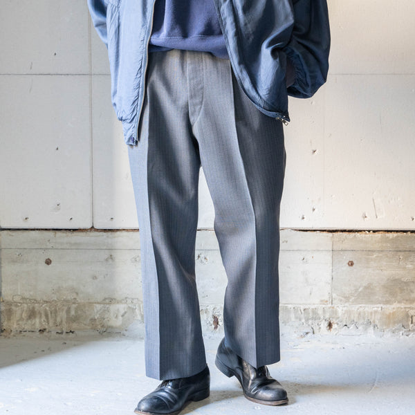 around1960s Japan vintage gray wool stripe pants