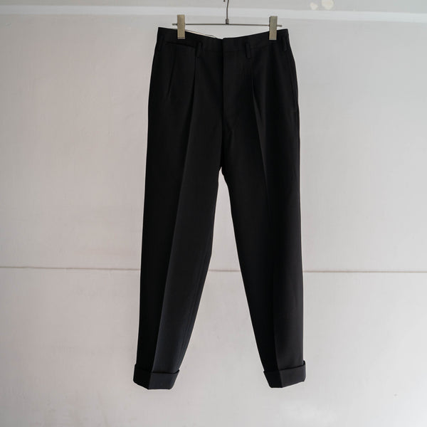 1970s Japan vintage 2 tuck black slacks with coin pocket