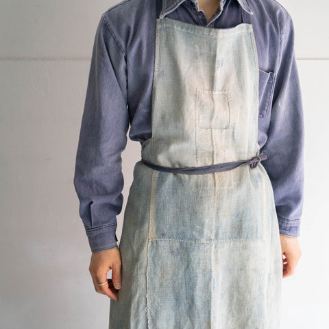 ~1920s France indigo linen apron