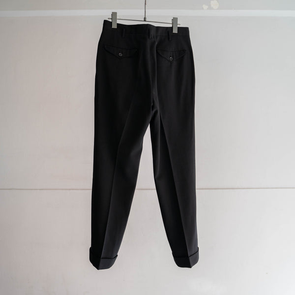 1970s Japan vintage 2 tuck black slacks with coin pocket