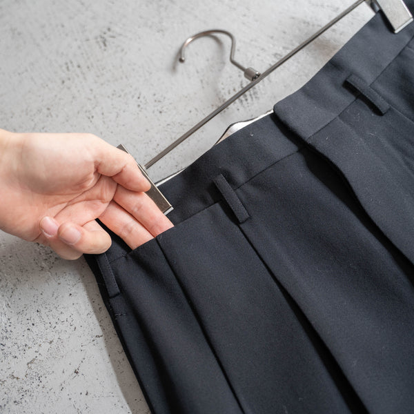 1970s Japan vintage 2 tuck black slacks with coin pocket