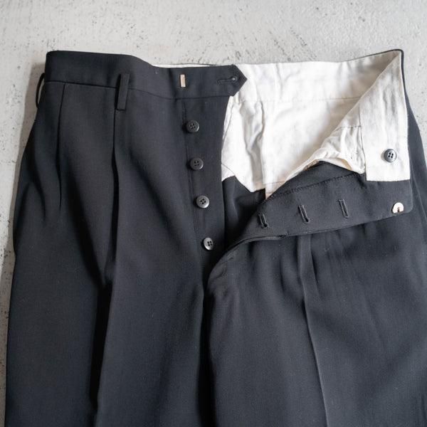 1970s Japan vintage 2 tuck black slacks with coin pocket
