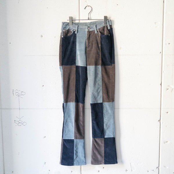 around 1990s multi color blocking design corduroy pants