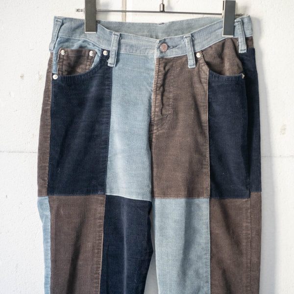 around 1990s multi color blocking design corduroy pants