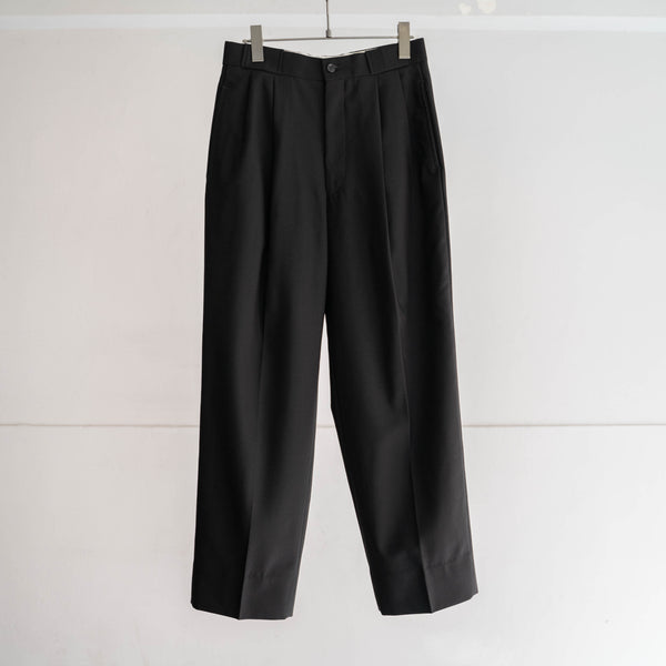 1990s Japan vintage 2 tuck black slacks -wide belt loop-