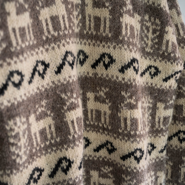 1990s Nepal beige × ivory handmade knit
