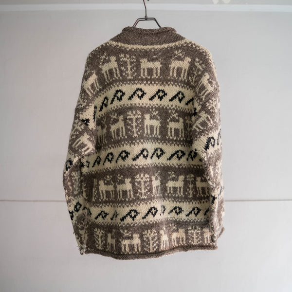 1990s Nepal beige × ivory handmade knit