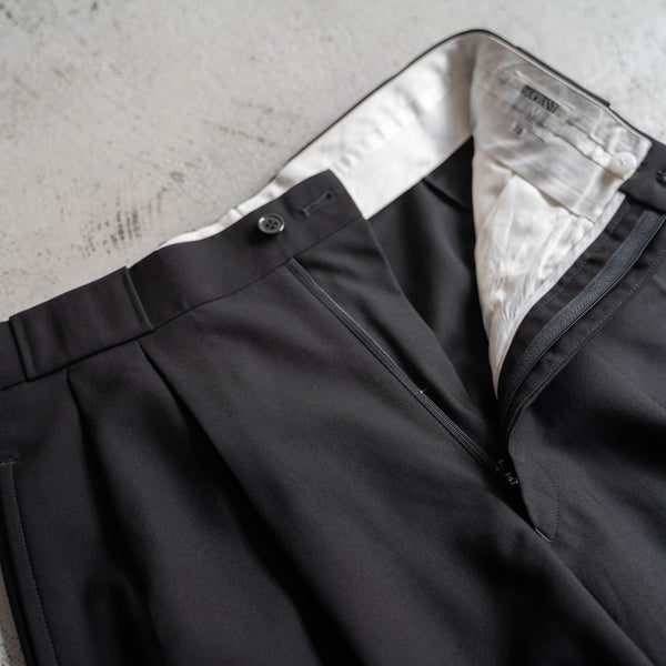 1990s Japan vintage 2 tuck black slacks -wide belt loop-