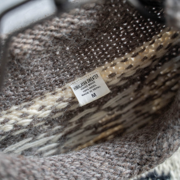 1990s Nepal beige × ivory handmade knit