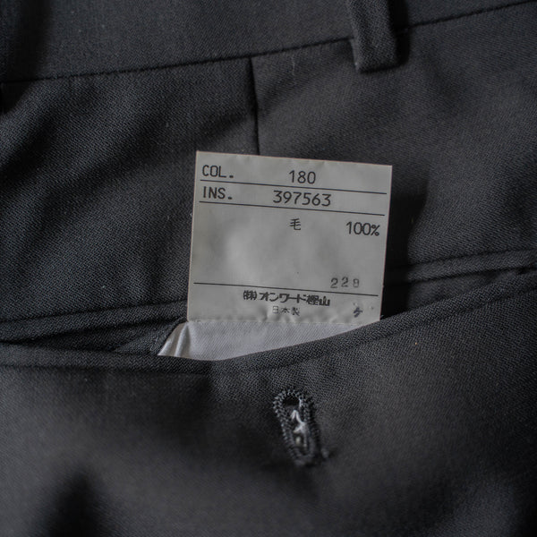 1990s Japan vintage 2 tuck black slacks -wide belt loop-