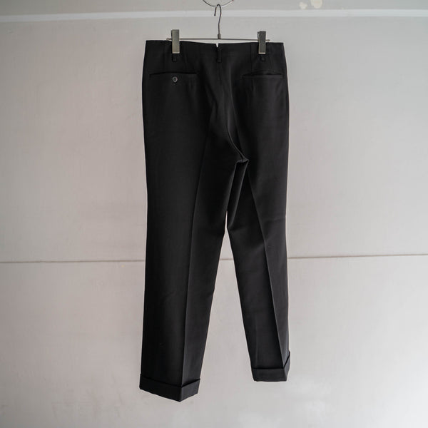 1970-80s Japan vintage black wool 1tuck slacks -4