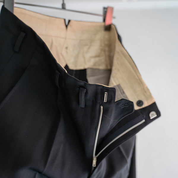 1970-80s Japan vintage black wool 1tuck slacks -4