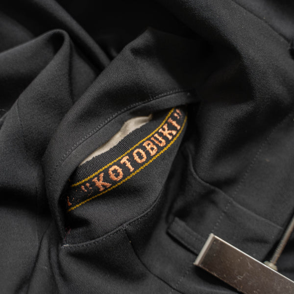 1970-80s Japan vintage black wool 1tuck slacks -4