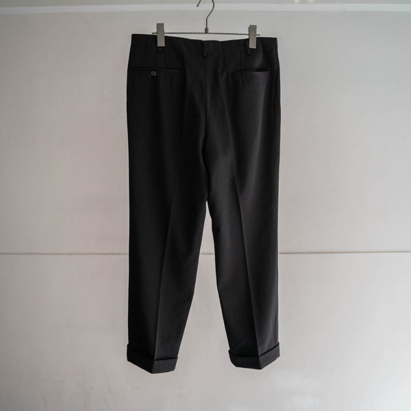 1970-80s Japan vintage black wool 1tuck slacks -2
