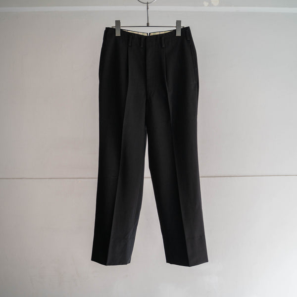 1970-80s Japan vintage black wool 1tuck slacks -1
