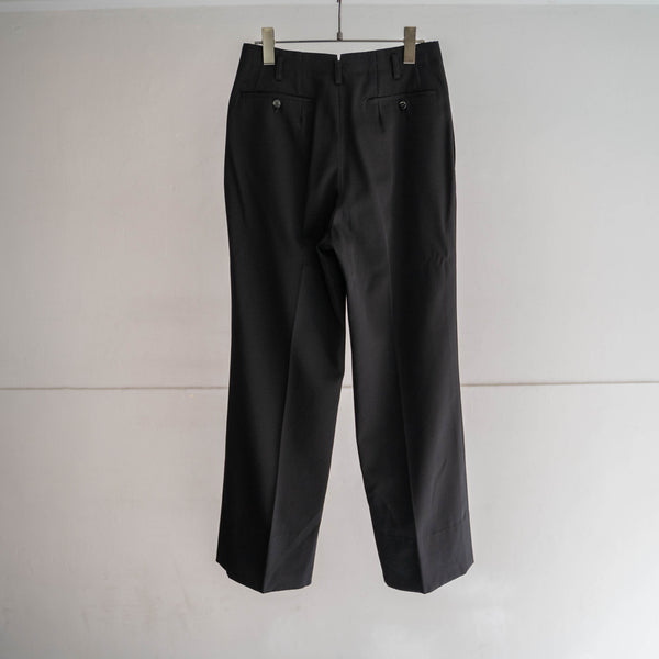 1970-80s Japan vintage black wool 1tuck slacks -1