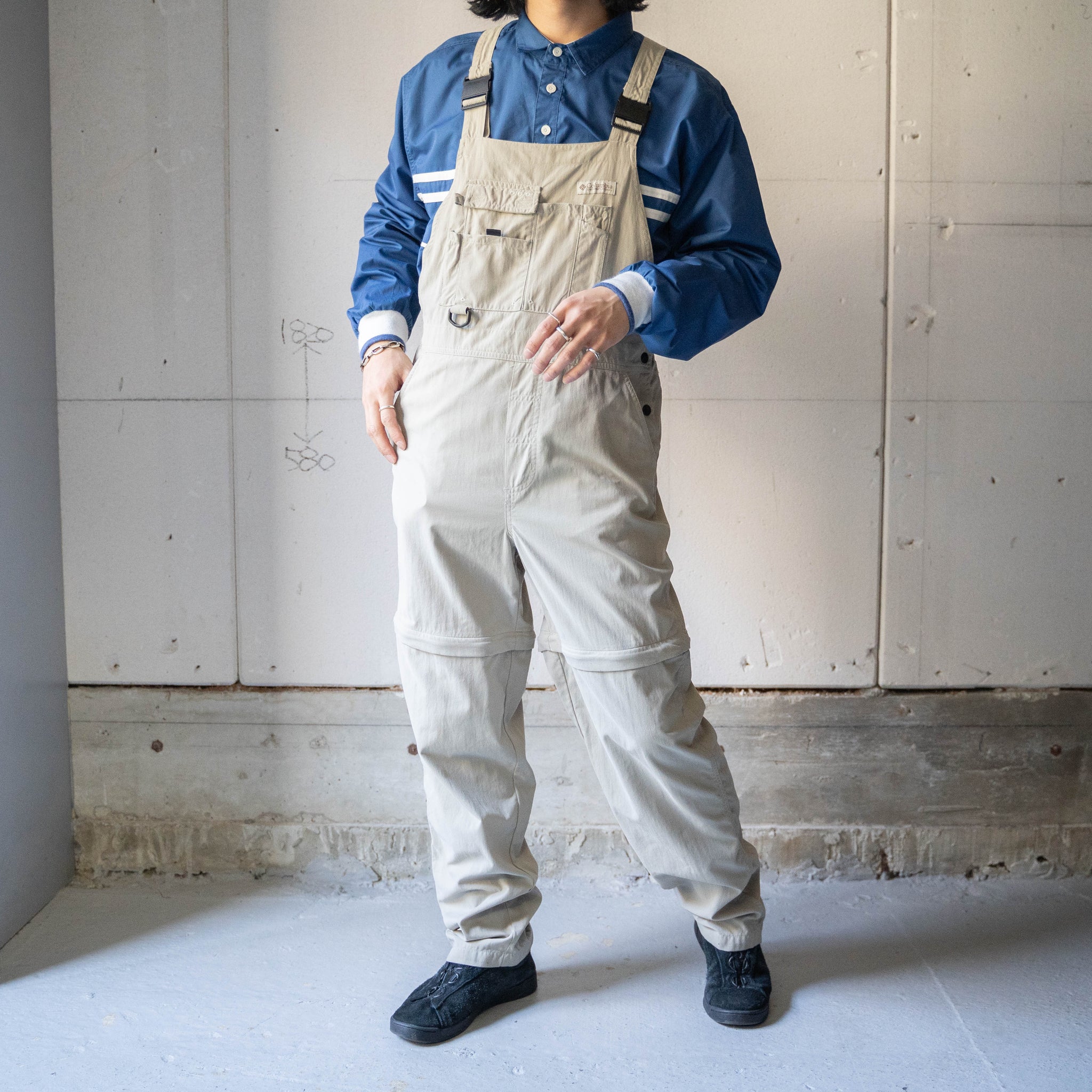 1990-00s 'Columbia' light beige color detachable overall