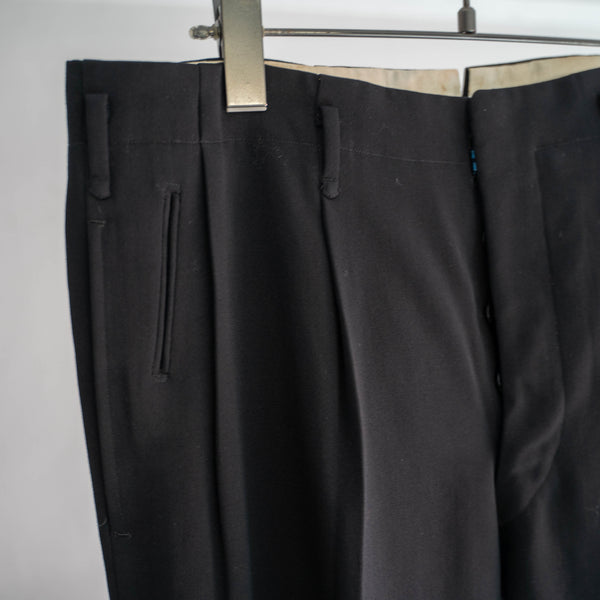 1970-80s Japan vintage black wool 2tuck slacks with coin pocket