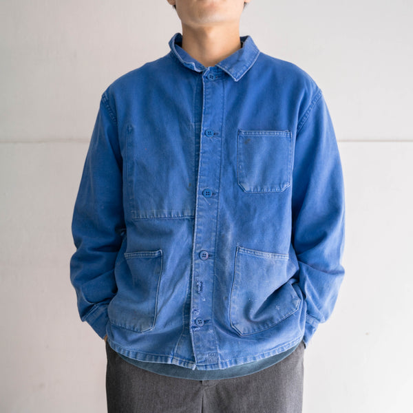 around 1980s France light blue work jacket -good boro-