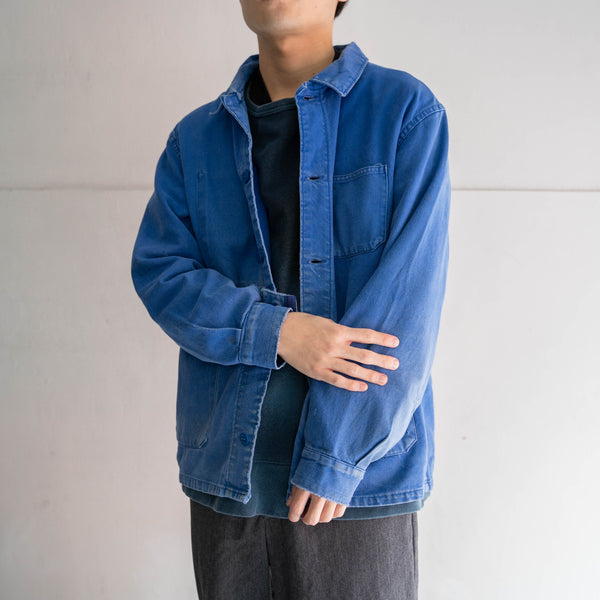 around 1980s France light blue work jacket -good boro-
