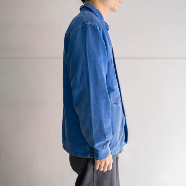 around 1980s France light blue work jacket -good boro-