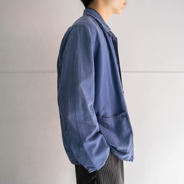 around 1970s France faded blue work jacket -thin fabric-