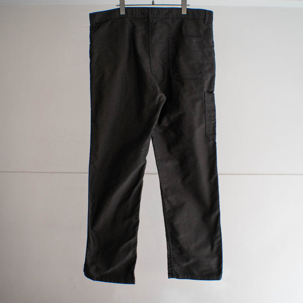 around 1970s France moleskin work pants 'dead stock' -black dyed-