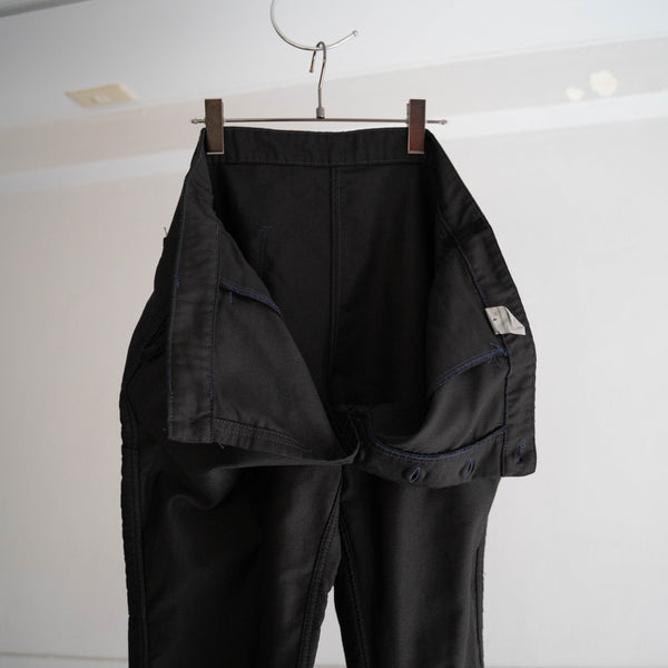 around 1970s France moleskin work pants 'dead stock' -black dyed-