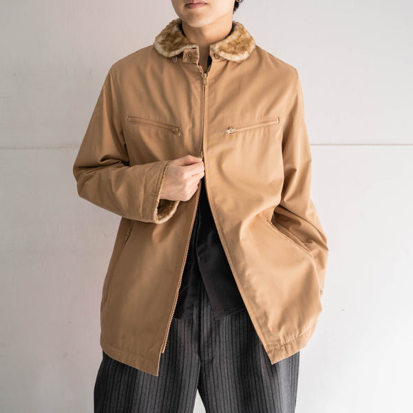 1970-80s 'LONDON FOG' beige double zip blouson with fur