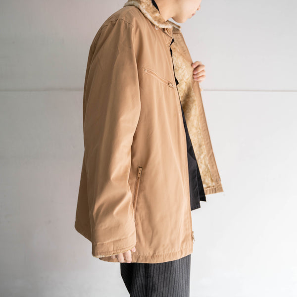 1970-80s 'LONDON FOG' beige double zip blouson with fur