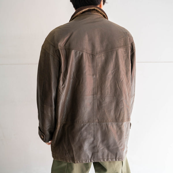 around 1990s brown sheep skin stand collar half coat