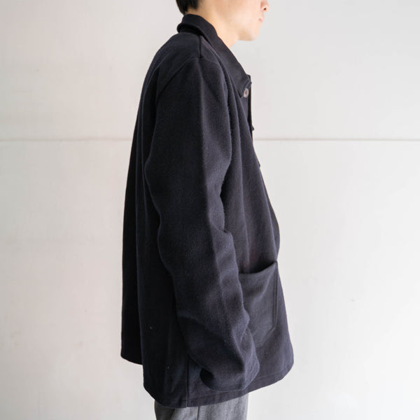 1970-80s Europe dark navy wool work jacket 'dead stock'