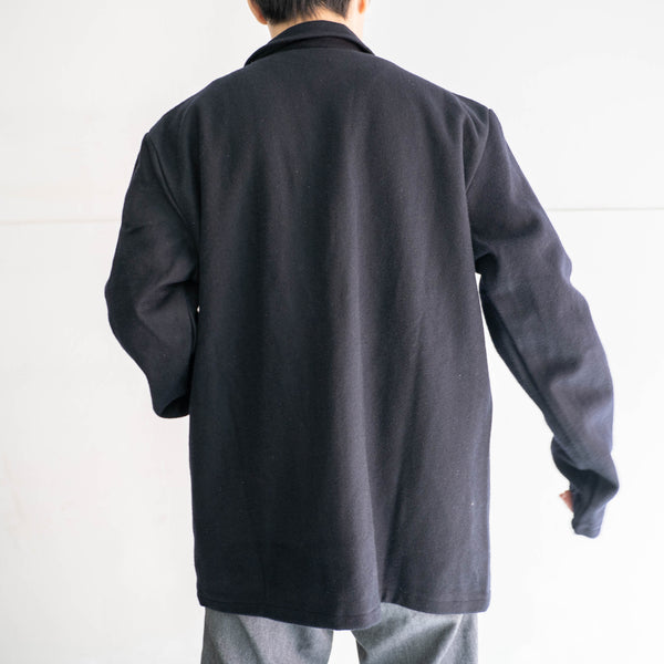 1970-80s Europe dark navy wool work jacket 'dead stock'