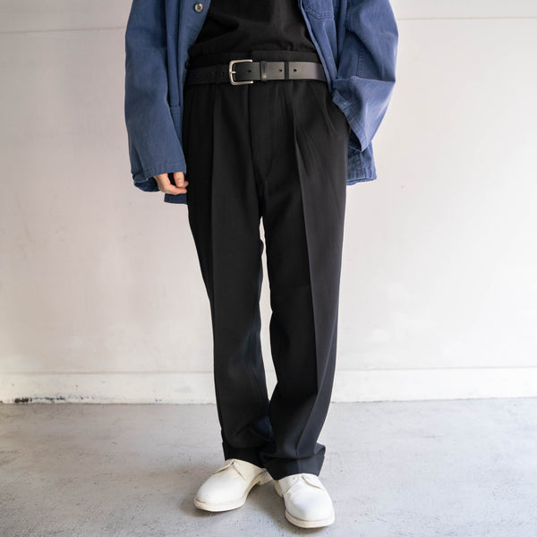 1970s Japan vintage 2 tuck black slacks with coin pocket