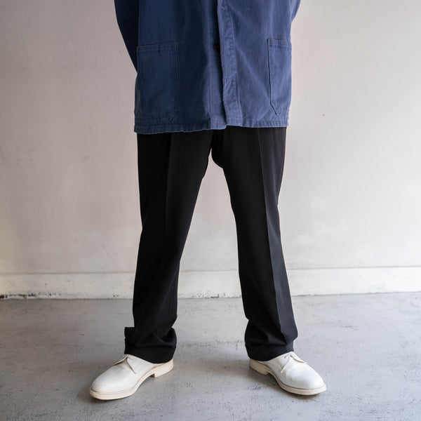 1970s Japan vintage 2 tuck black slacks with coin pocket