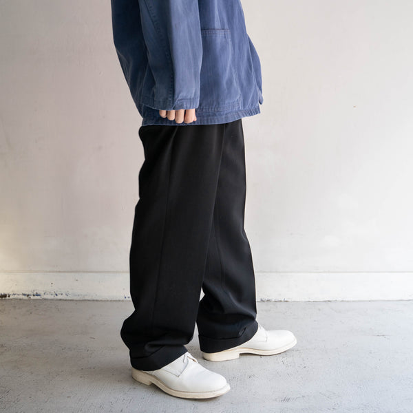 1970s Japan vintage 2 tuck black slacks with coin pocket