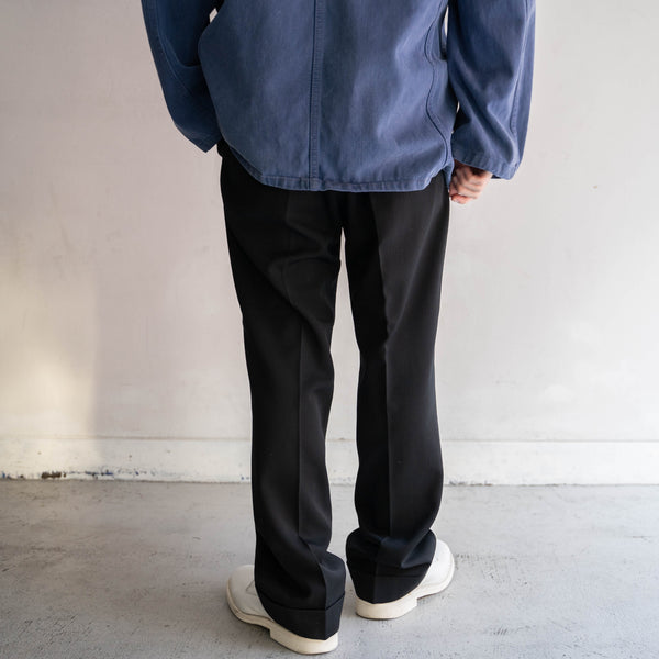 1970s Japan vintage 2 tuck black slacks with coin pocket