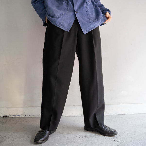 1990s Japan vintage 2 tuck black slacks -wide belt loop-