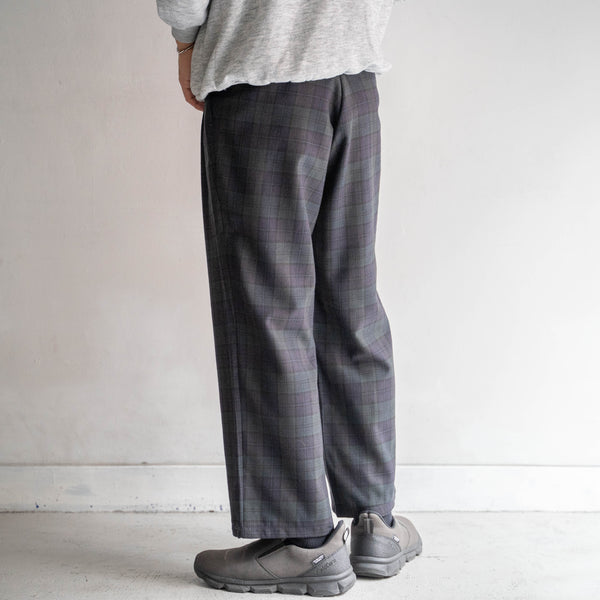 1990s Japan vintage black watch pattern wool two tuck slacks