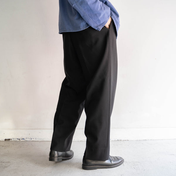 1990s Japan vintage 2 tuck black slacks -wide belt loop-