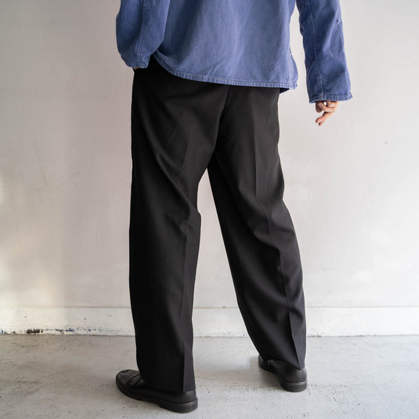 1990s Japan vintage 2 tuck black slacks -wide belt loop-