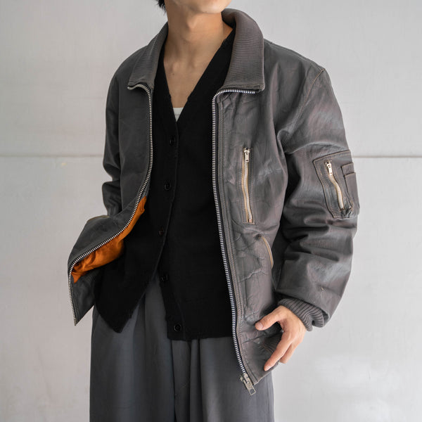 1980-00s German military pilot leather jacket with pockets