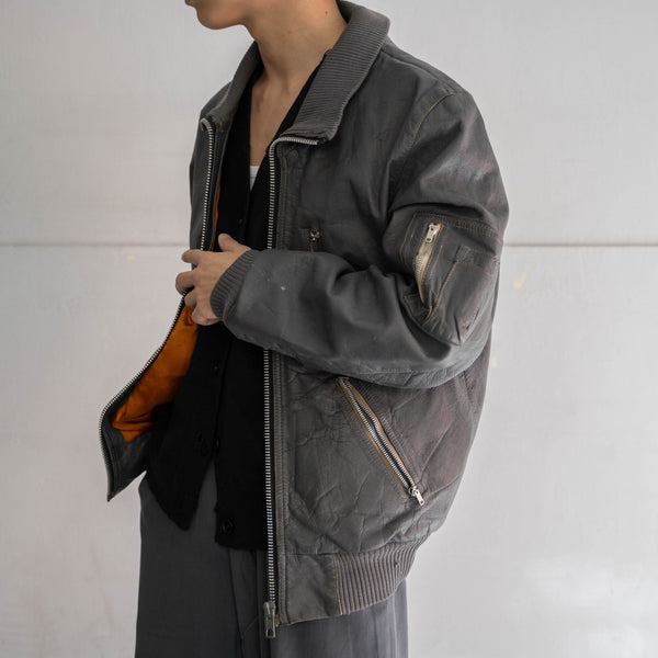 1980-00s German military pilot leather jacket with pockets