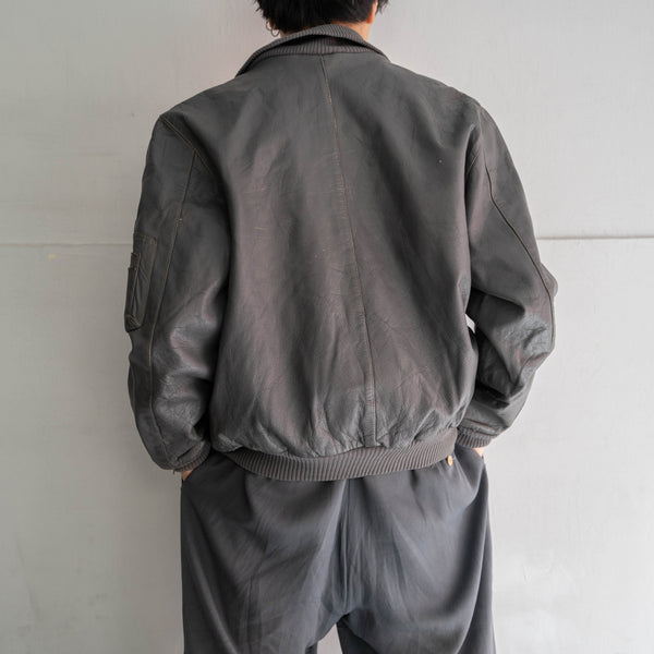 1980-00s German military pilot leather jacket with pockets