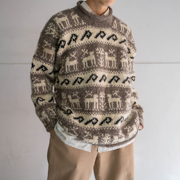 1990s Nepal beige × ivory handmade knit
