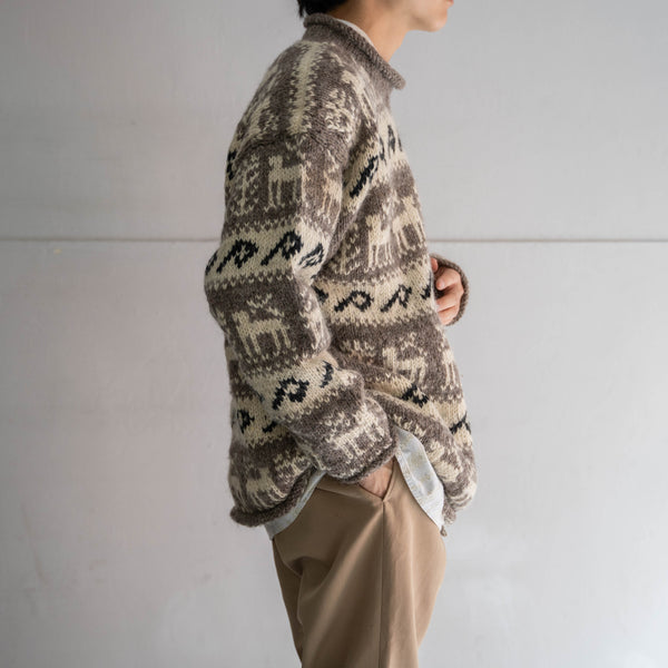 1990s Nepal beige × ivory handmade knit