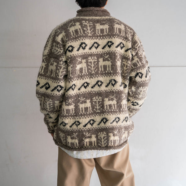 1990s Nepal beige × ivory handmade knit