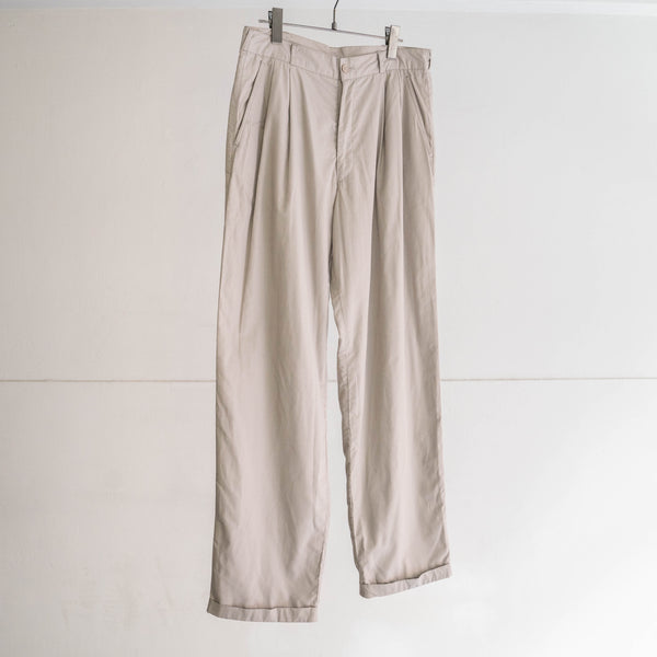 around 1980s Germany greige color cotton × poly two tuck slacks