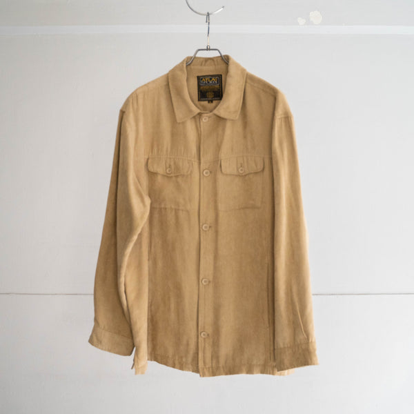 1990-00s beige color fake suede shirts -with side pocket-